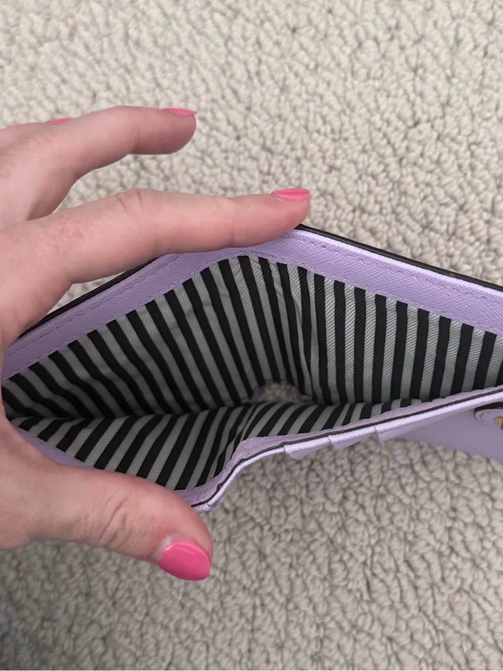kate spade Leather Compact Wallet in Lilac